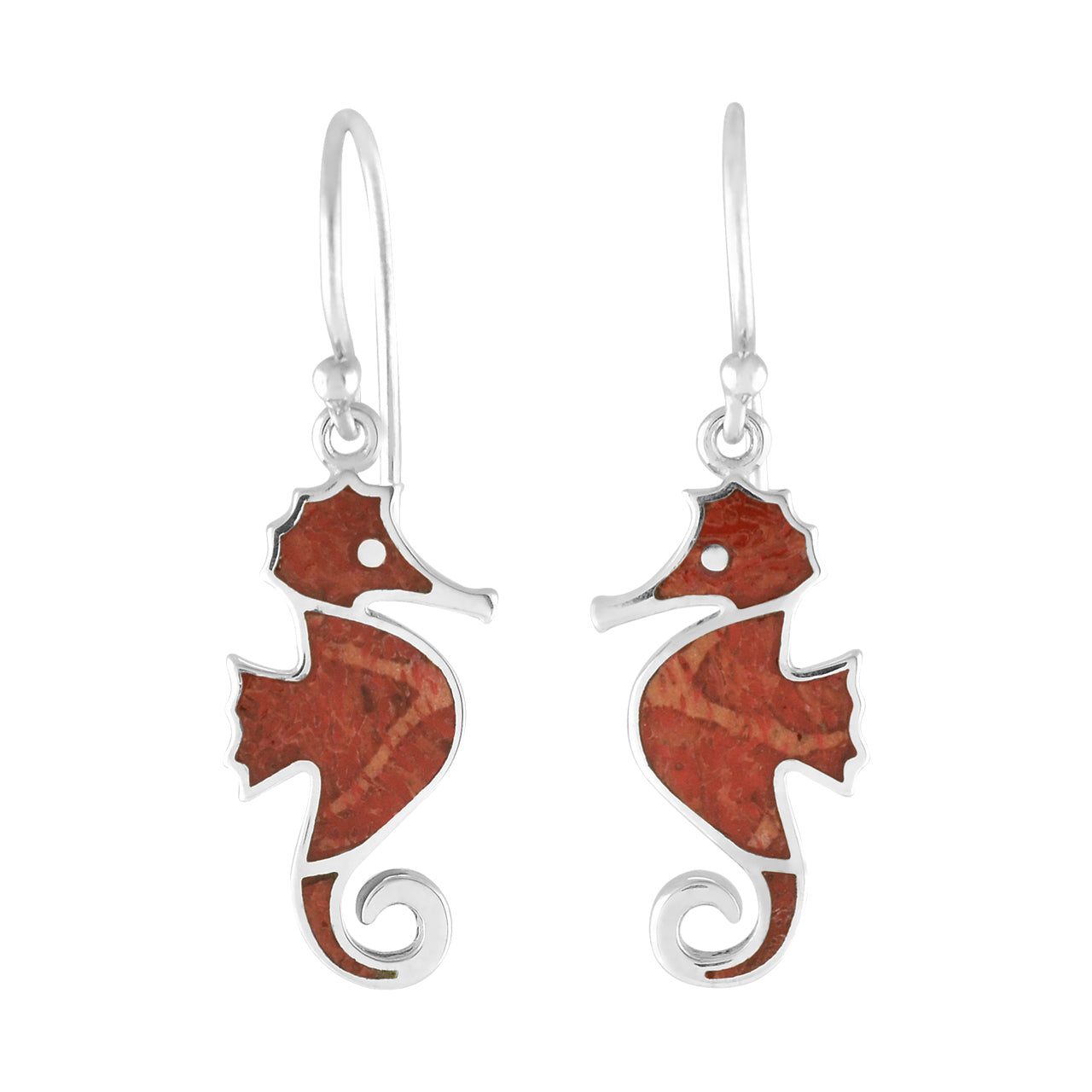 Red Coral Sea Horse style Earrings
