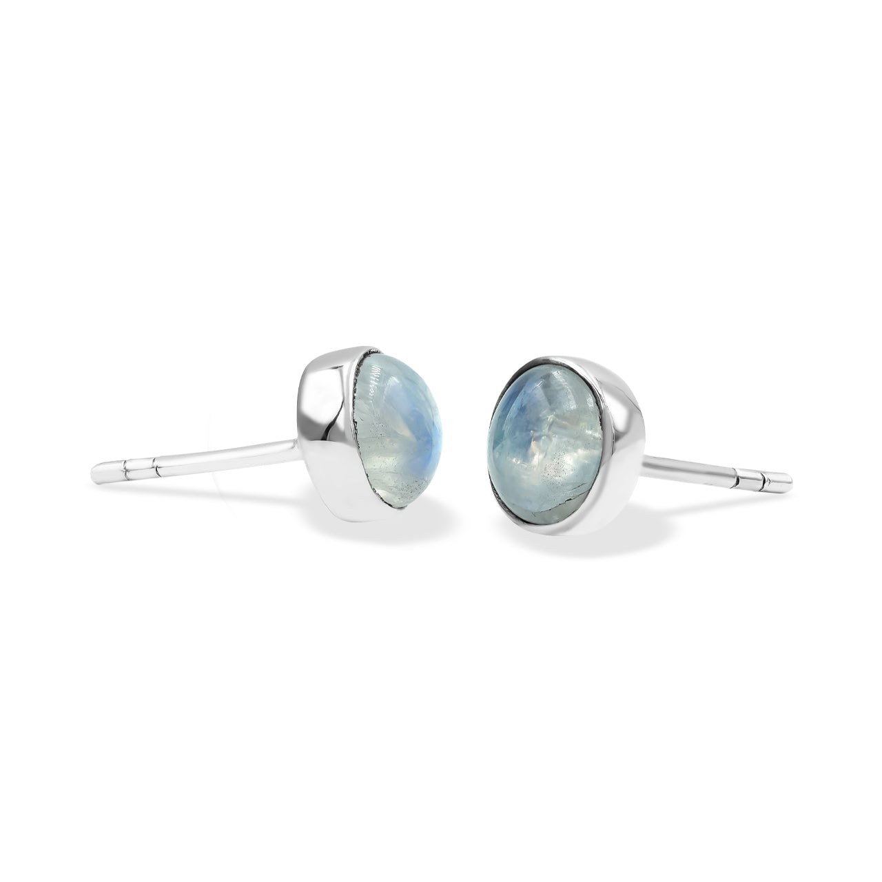 Rainbow Moonstone 7mm Post Style Earrings