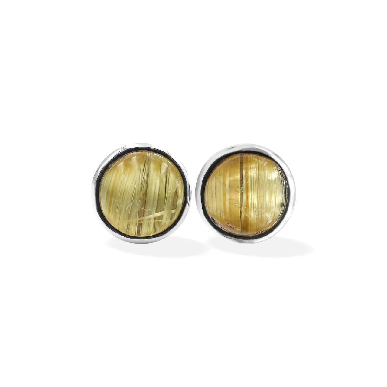 Rutilated Quartz Post Style Earrings Round 4mm
