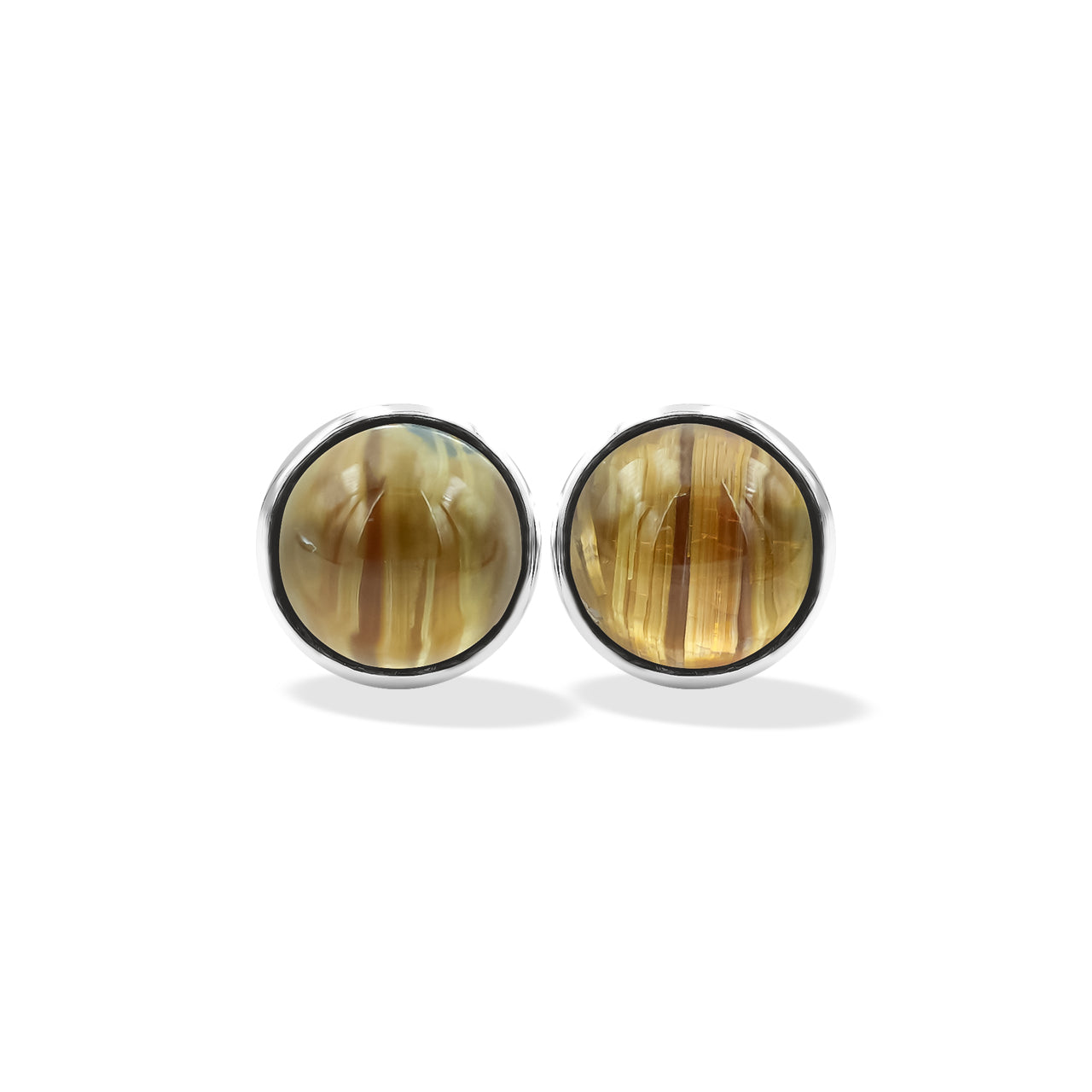 Rutilated Quartz Post Style Earrings Round 4mm