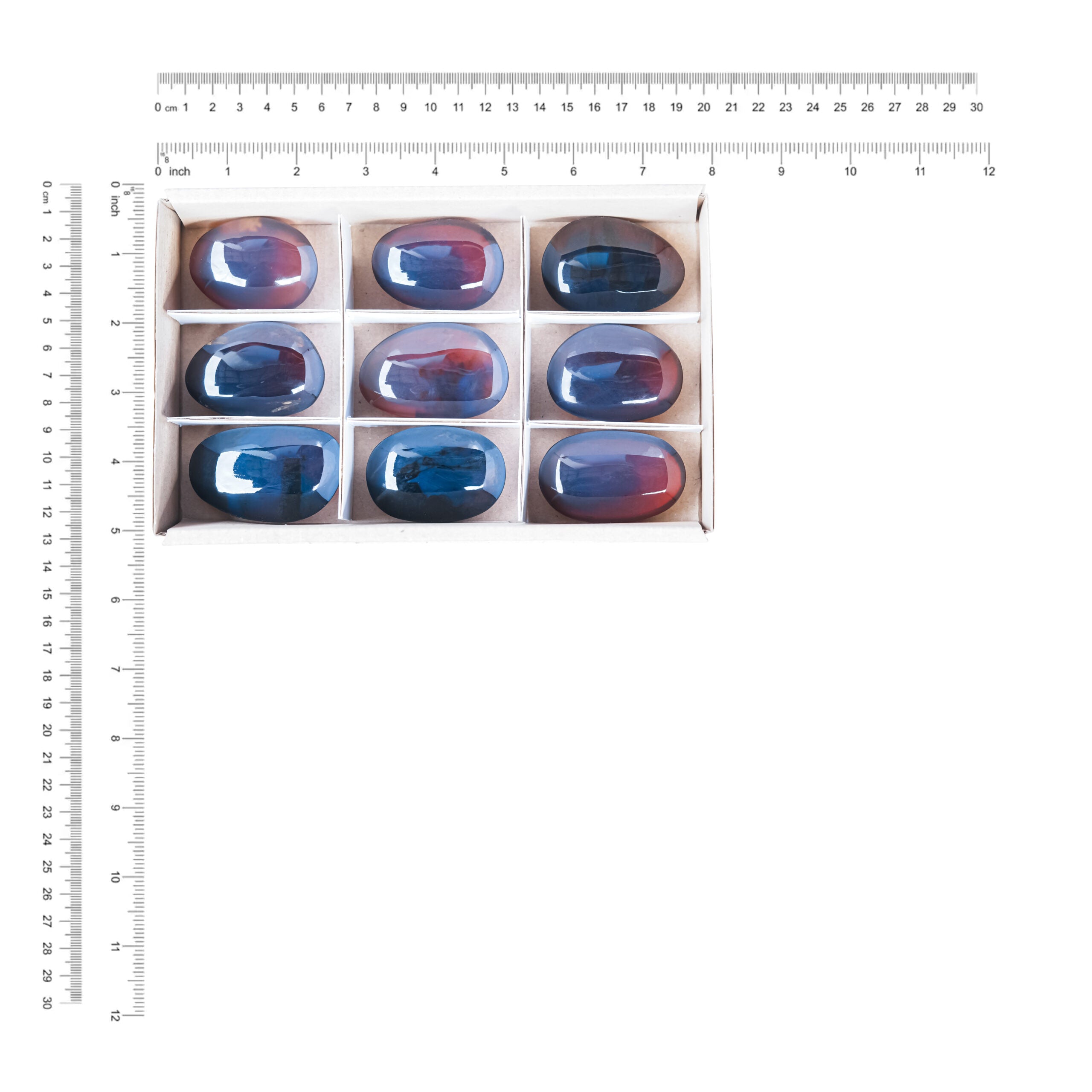 Blue Amber Freeform Palm Stones - 9 pcs