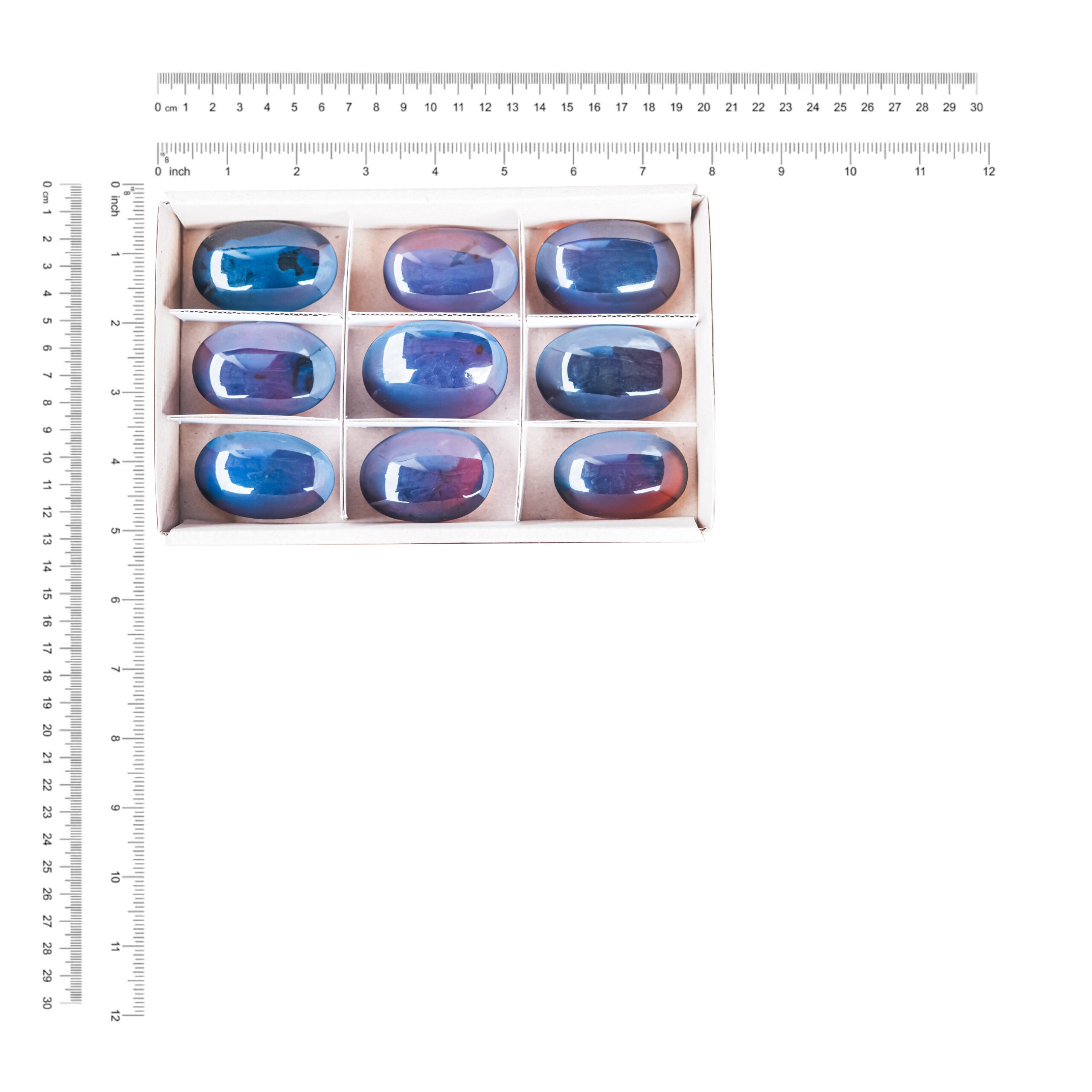 Blue Amber Oval Palm Stones - 9 pcs