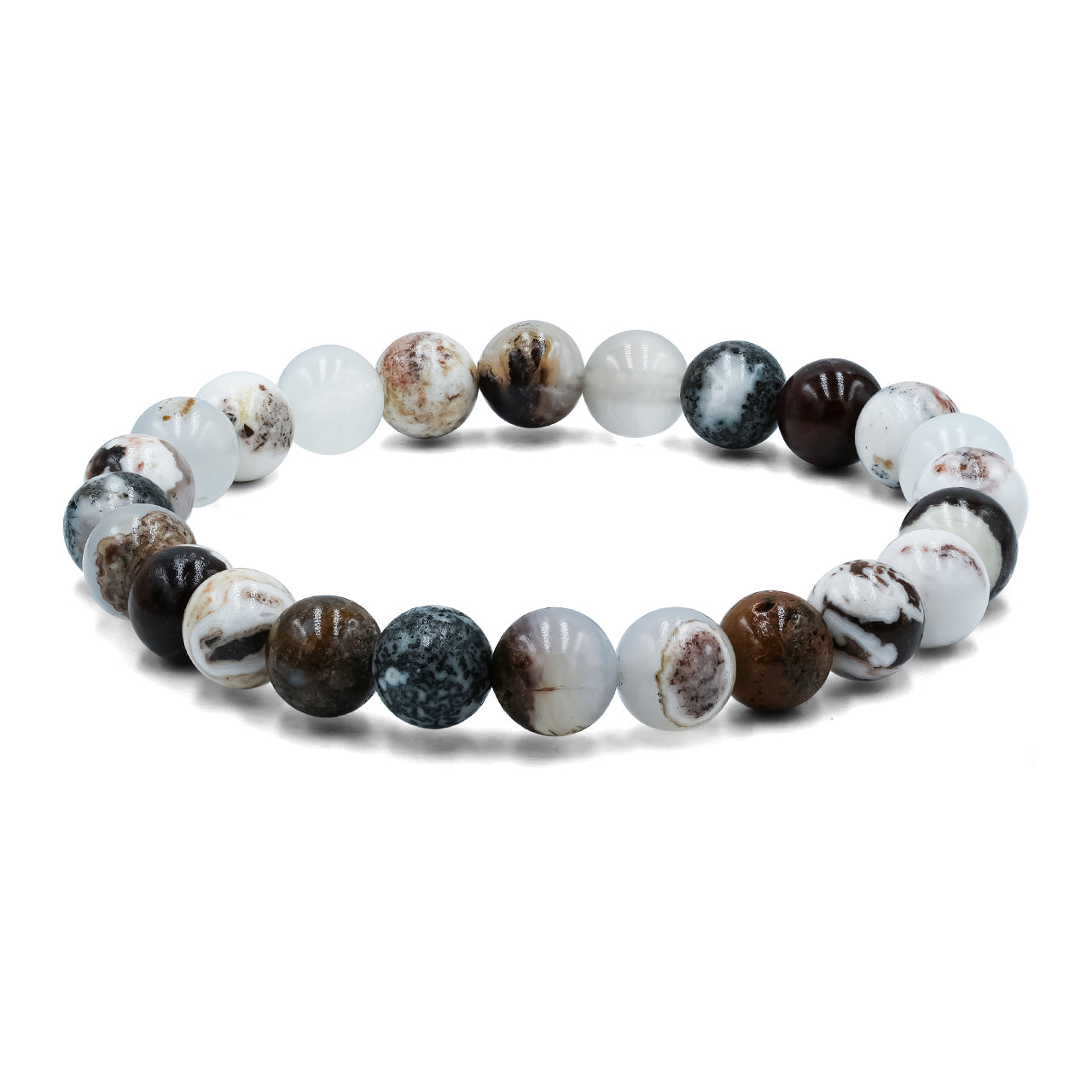 8 mm Charming Chalcedony Agate Beaded Elastic Bracelet
