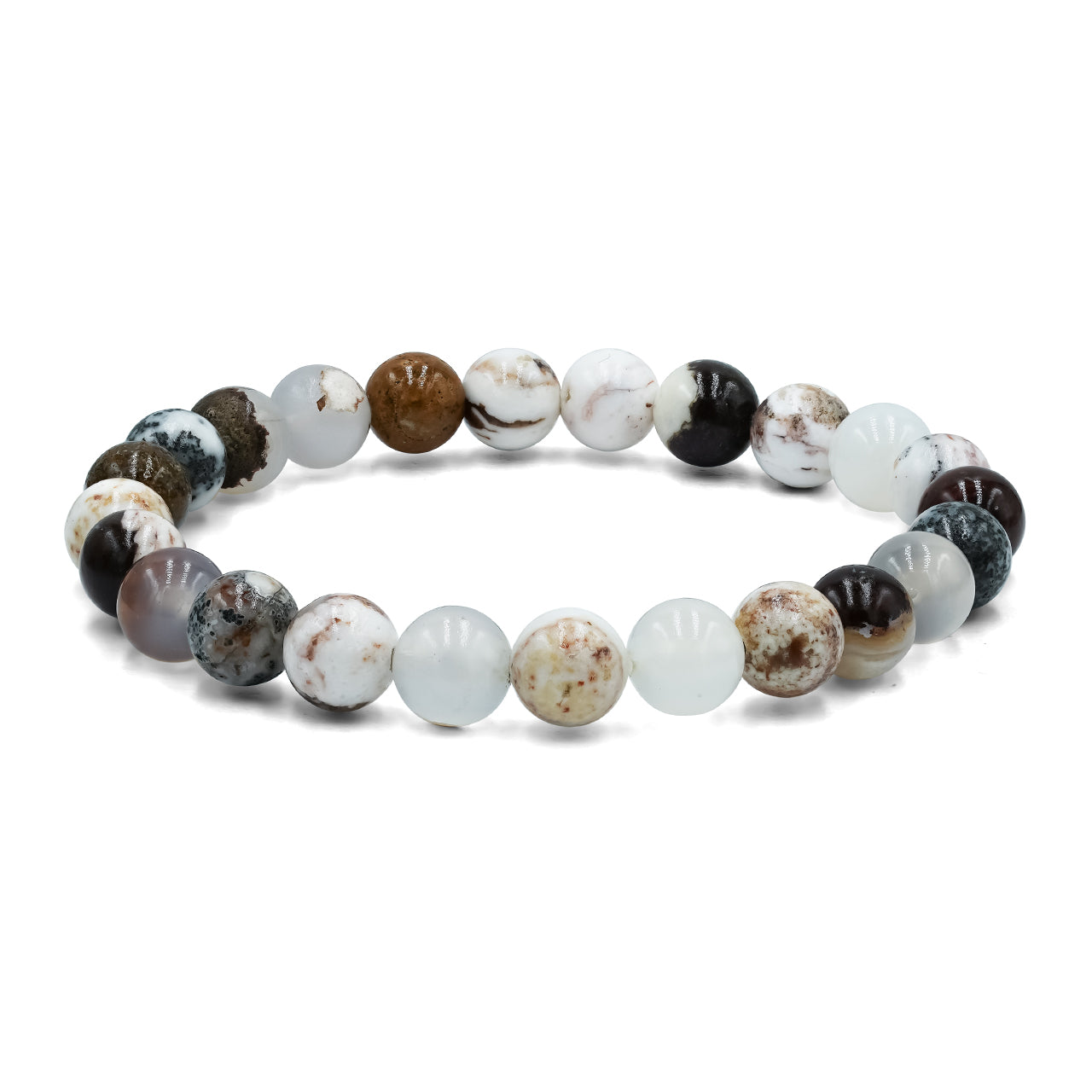 8 mm Charming Chalcedony Agate Beaded Elastic Bracelet