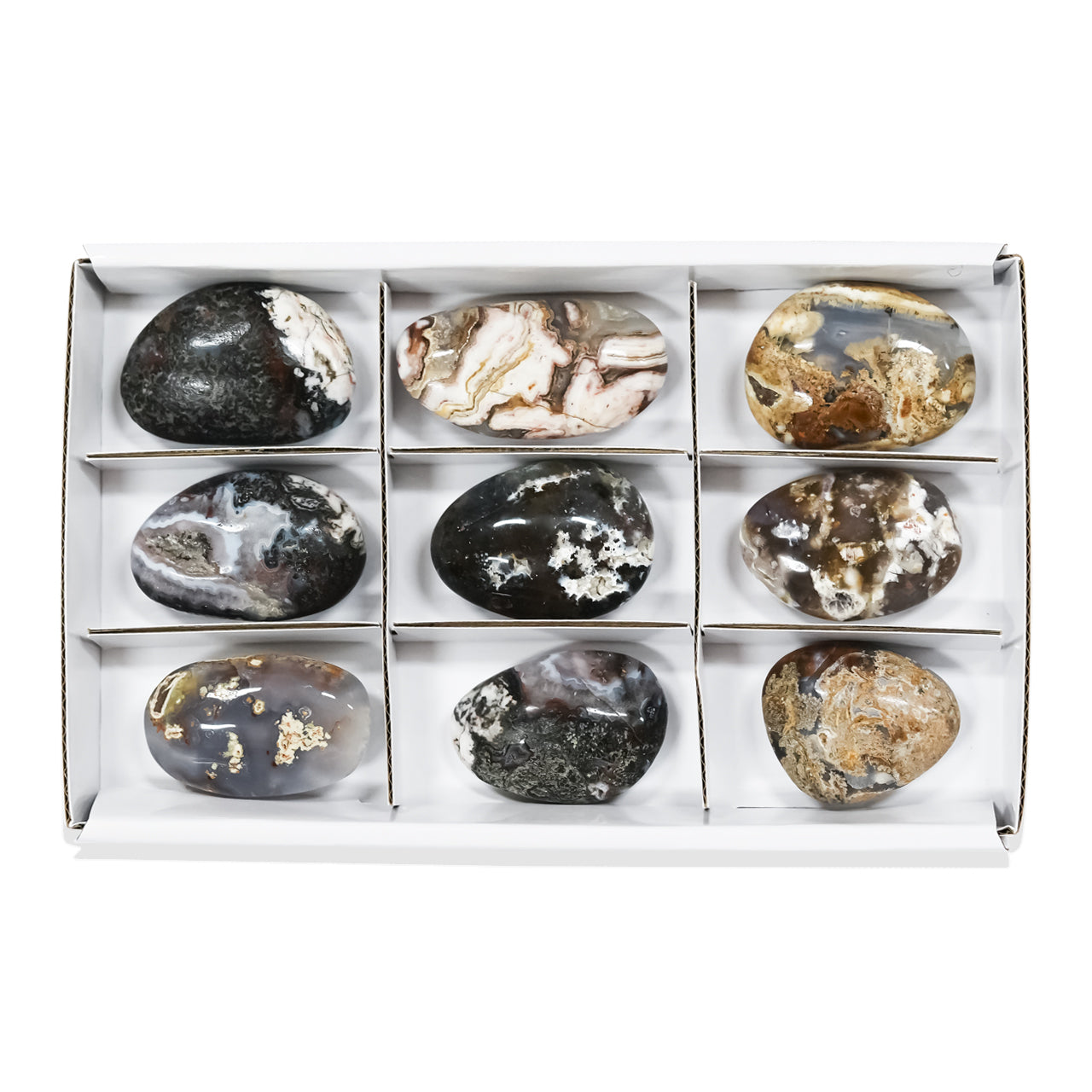 Freeform Verde Valley Agate Palm Stones - 9 pcs