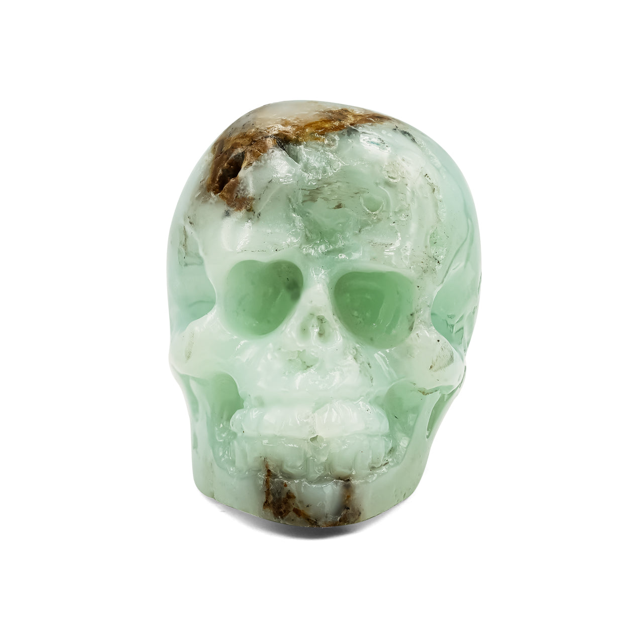 Hand Carved Chrysopal Skull Carving 316.5cts