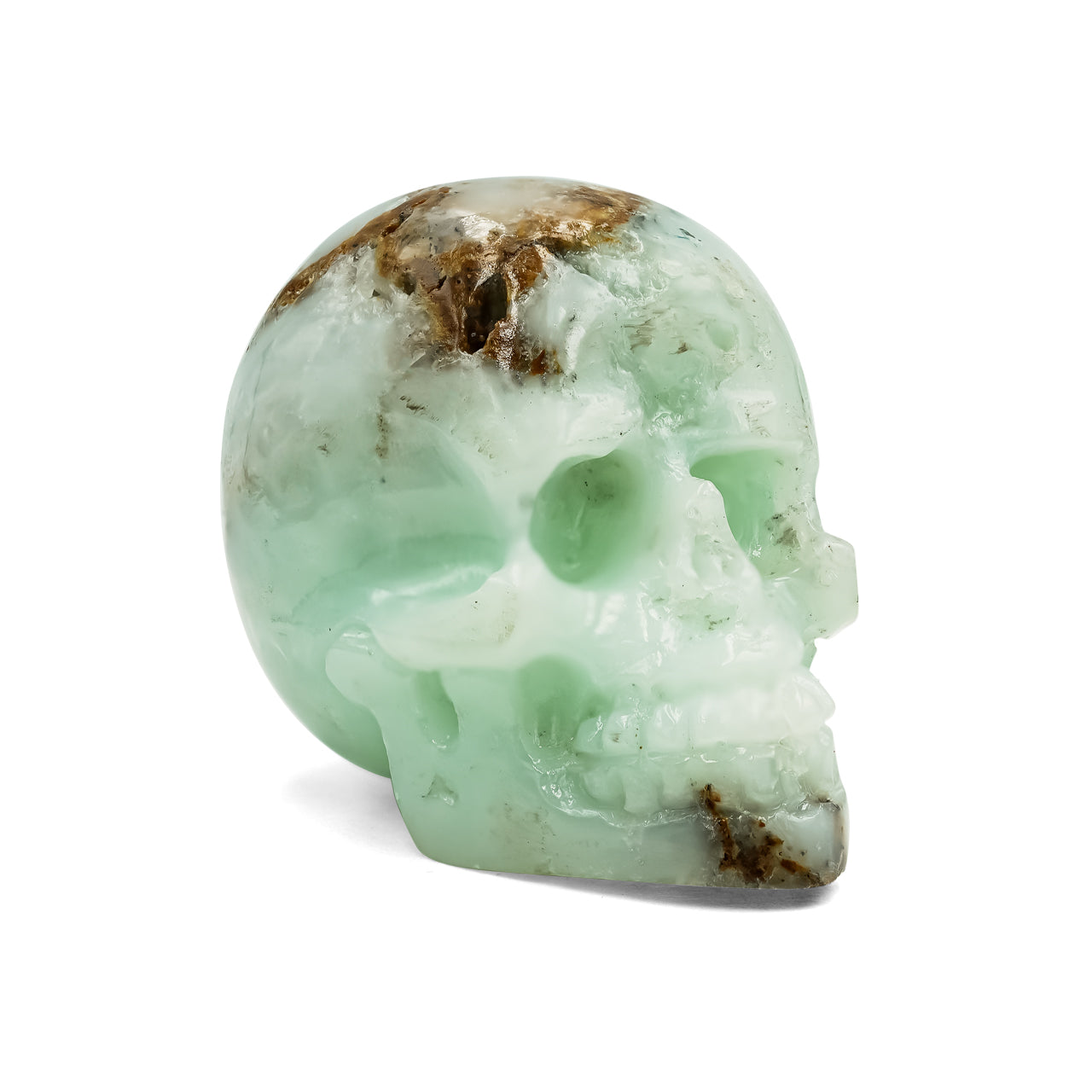 Hand Carved Chrysopal Skull Carving 316.5cts